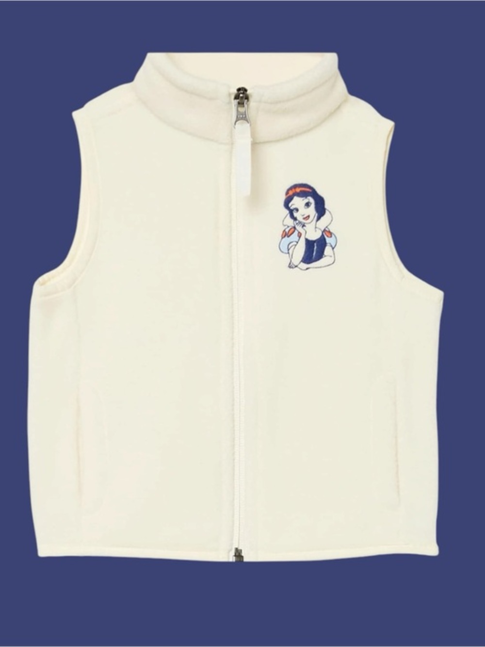 Disney NWT Cream Girls' Sleeveless Zip Fleece Cozy Vest with Snow White Graphic